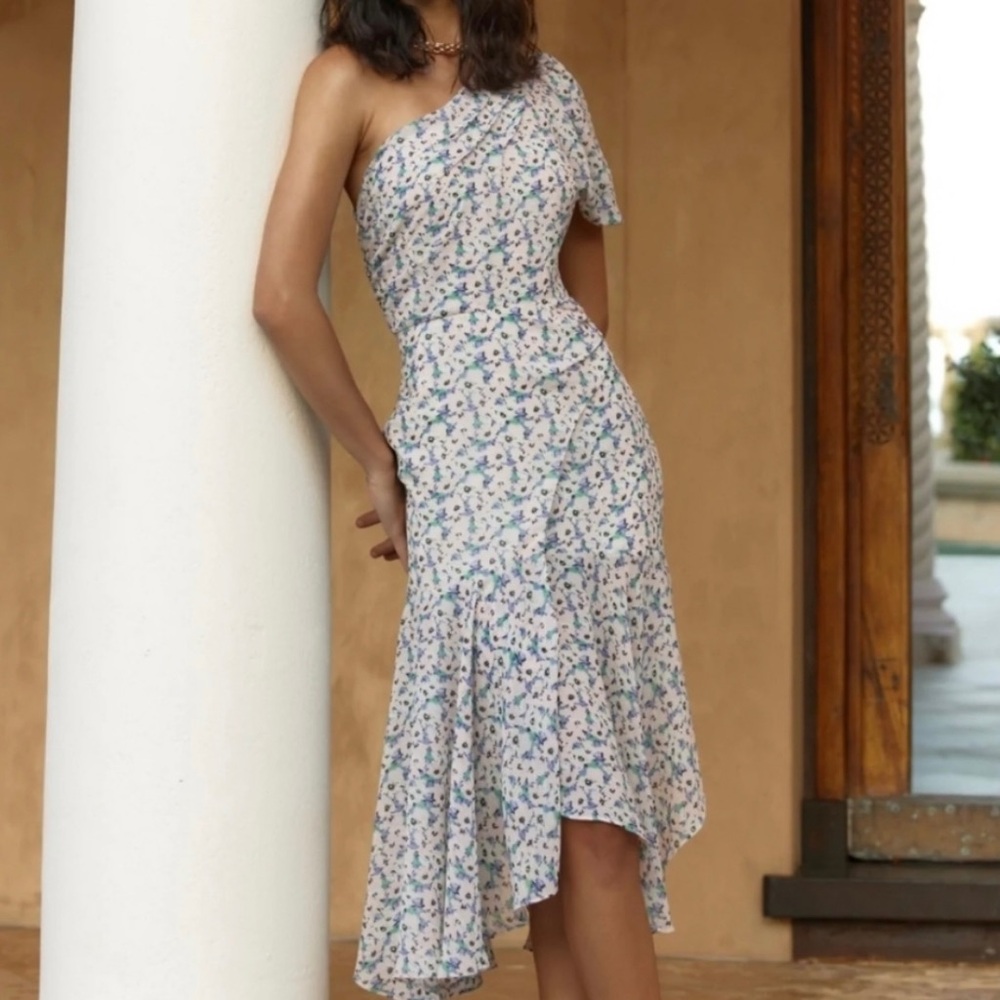 Astr Santorini One-shoulder Midi Dress